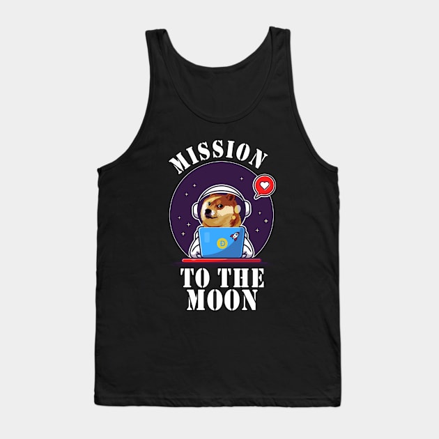 Doge-1 Funny Mission To The Moon Dogecoin Hodl Crypto Doge Tank Top by ZimBom Designer